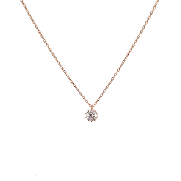 Rose Gold Claw Set Single Cubic Zirconia Necklace | Santo Jewellery