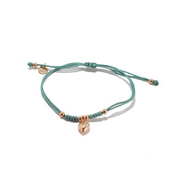 ROSE GOLD HEART CORD BRACELET TURQUOISE