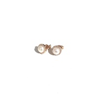 ROSE GOLD FRESH WATER PEARL WITH CZ HALO STUDS