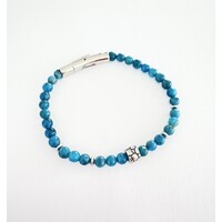 BLUE APATITE BEADED BRACELET WITH S/STEEL CLASP