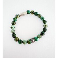 AFRICAN TURQUOISE BEADED BRACELET WITH S/STEEL CLASP