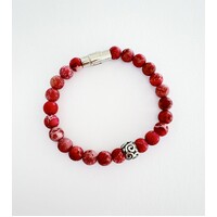 RED SEA SEDIMENT JASPER BEADED BRACELET WITH S/STEEL CLASP