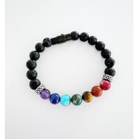 MULTI COLOURED NATURAL STONE BEADED BRACELET