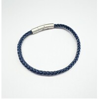 BLUE THIN LEATHER ROPE STYLE BRACELET