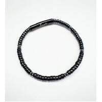 ONYX BEADED BRACELET WITH BLACK S/STEEL CLASP