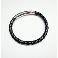 BLACK LEATHER ADJUSTABLE BRACELET 20, 21 AND 22CM