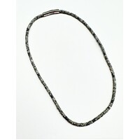 GREY JASPER BEADED NECKLACE WITH S/STEEL CLASP