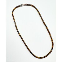 BROWN TIGERS EYE BEADED NECKLACE WITH S/STEEL CLASP